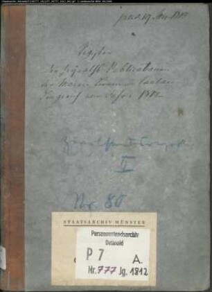 Zivilstandsregister der Mairie Lienen (Aufgebote 1812). (Gemeinde: Lienen, Kreis Tecklenburg)