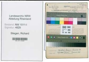 Entnazifizierung Richard Stiegen , geb. 21.10.1907 (Postschaffner)