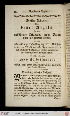 Fünfter Abschnitt: Von denen Regeln
