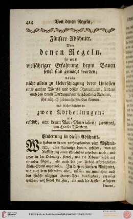Fünfter Abschnitt: Von denen Regeln