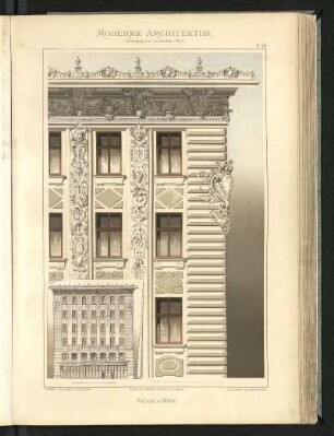 Facade in Wien. Architekt Otto Wagner, K. K. Baurath.
