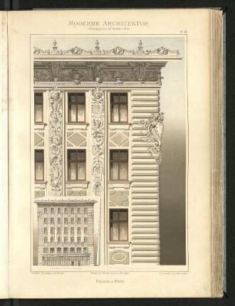 Facade in Wien. Architekt Otto Wagner, K. K. Baurath.