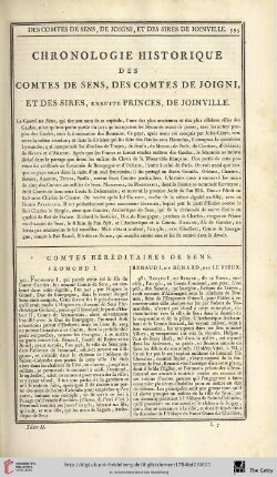 Chronologie historique des comtes de Sens, des comtes de Joigni, et des sires, ensuite princes, de Joinville