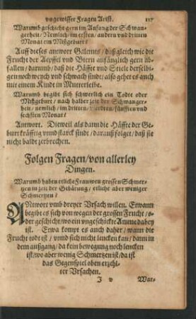 Folgen Fragen/ von allerley Dingen.