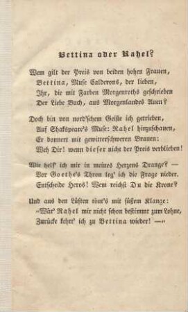 Bettina oder Rahel?