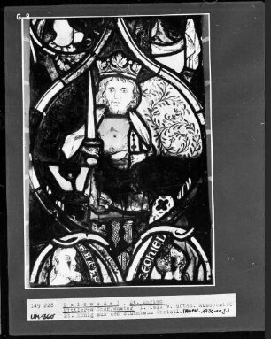 Mittleres Chorfenster mit Szenen aus dem Leben Jesu und Königs- und Prophetenreihe — Mittlere Fensterbahn mit Königen und Propheten — König aus dem Stammbaum Christi