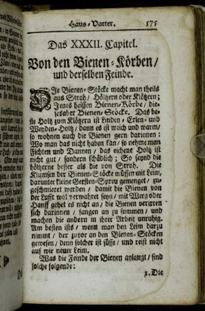 Das XXXII. Capitel. Von den Bienen-Körben/ und derselben Feinde