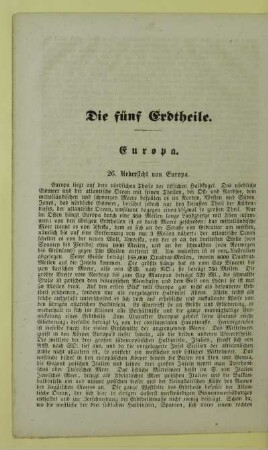 Die fünf Erdtheile. Europa