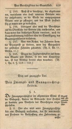 Drey und zwanzigster Titel. Von Zwangs- und Banngerechtigkeiten.