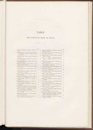 Table des gravures dans le texte