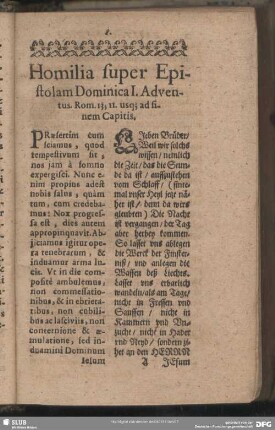 Homilia super Epistolam Dominica I. Adventus