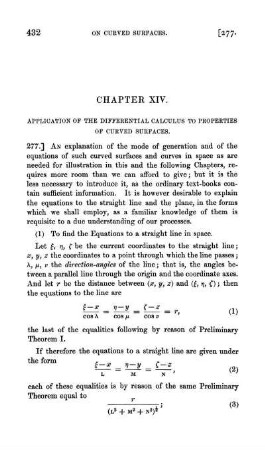 Chapter XIV. application of the differential calculus to properties of curved surfaces.