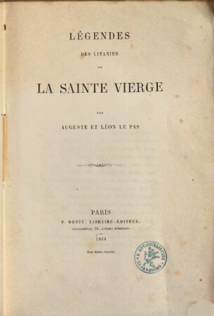 Légendes de litanies de la Sainte Vierge