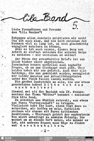 Liebe Freundinnen und Freunde des "Lila Bandes"