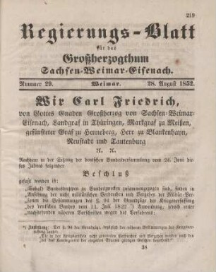 Nr. 29 : 28. August 1852