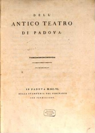 Dell'antico teatro di Padova
