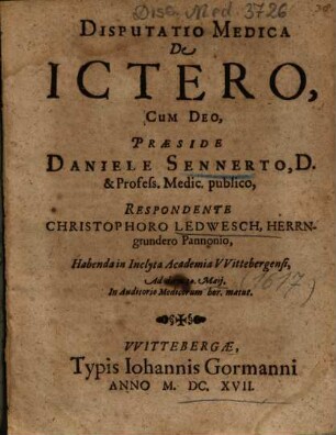 Disputatio Medica De Ictero