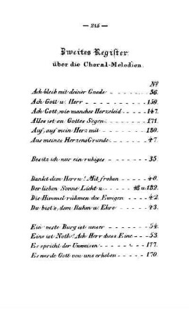 Zweites Register über die Choral-Melodien