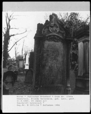 Grabstein von Frida Gernsheim (geborene Levi) (gestorben 1865.03.11)