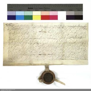 Revers der Brüder Franz Adalbert und Philipp Wilhelm von Schleifras bezüglich der Belehnung mit einem Anteil am Dorf Uttrichshausen durch Adolf [von Dalberg], Abt von Fulda
