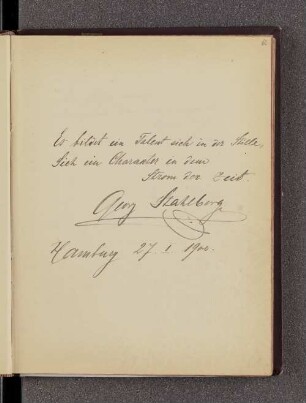 Georg Stahlberg. – Hamburg, 27.01.1900