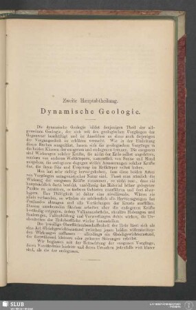 Zweite Hauptabtheilung. Dynamische Geologie