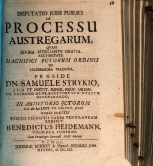 Disputatio Iuris Publici De Processu Austregarum
