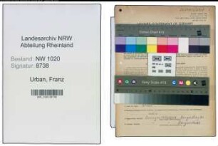 Entnazifizierung Franz Urban , geb. 15.03.1896 (Galvaniseur)