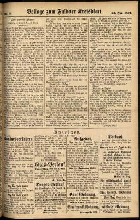Zweite Ausgabe vom Donnerstag, den 23. Juni 1892.