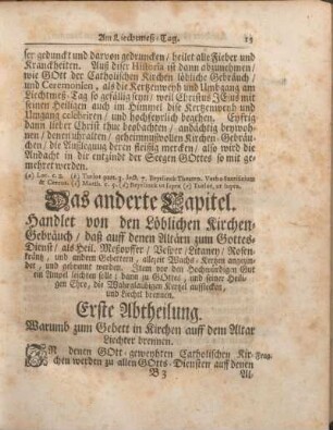 Das anderte Capitel. Handlet von den Löblichen Kirchen-Gebräuch, ...