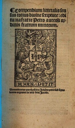 Compendium litteralis sensus totius diuine scripture