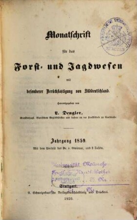 Monatschrift für das Forst- und Jagdwesen. 1859