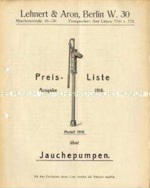 Preisliste über Jauchepumpen
