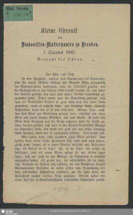 1885,1: Kleine Chronik des Diakonissen-Mutterhauses zu Dresden