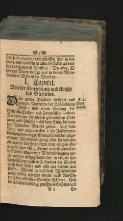 I. Capitel. Von der Einrichtung und Absicht des Büchleins.