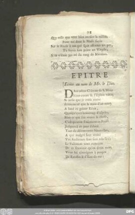 Epitre Ecrite au nom de Mr. le Duc.