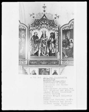 Rechter Seitenaltar — Die Heiligen Leonhard, Katharina und Antonius Abbas