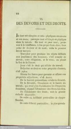 VI. Des Devoirs Et Des Droits