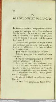 VI. Des Devoirs Et Des Droits