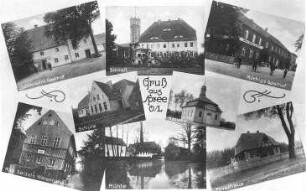Hähnichen-Spree. Wassermühle u.a. Motive, Ansichtskarte, um 1930, Repro (RA Görlitz, Postkartensammlung)