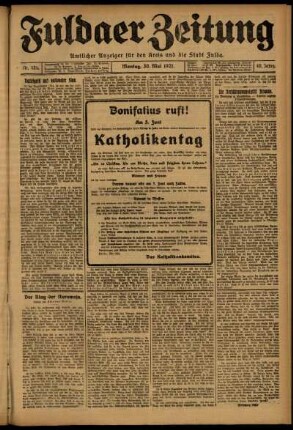 Ausgabe vom Montag, den 30. Mai 1921.