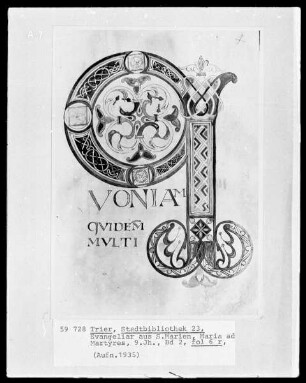 Evangeliar aus St. Marien, Maria ad Martyres — Initialseite Q(uoniam quidem), Folio 6recto