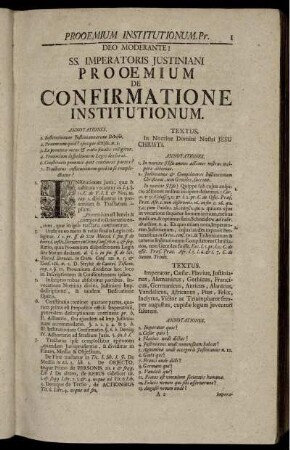 Deo Moderante! SS. Imperatoris Justiniani Prooemium de Confirmatione Institutionum.