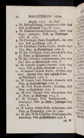 52-80, Magisterium 1753. 1754. 1755. 1756. 1757. 1758. 1759. 1760. 1761. 1762. 1763. 1764. 1765.