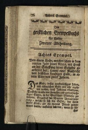 Zweyte Abtheilung: Achtes Exempel [ - Dreyzehendes Exempel ]
