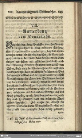 VIII. Anmerkung vom Sonnenlehn