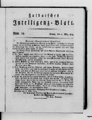 Num. 12, Ausgabe vom 25. März 1814