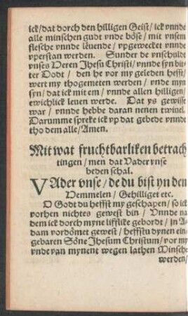 Mit wat fruchtbarliken betrachtingen/ men dat Vader unse beden schal.