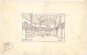 Pfann, Paul; München - Theresienhöhe; Ausstellung München 1908 - Innenraum (Perspektive)