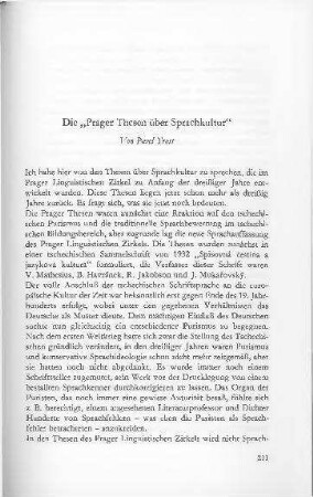 Die "Prager Thesen über Sprachkultur"